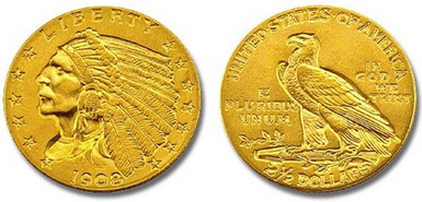 Baza monet EXG - 2.5 USD Eagles Indian Head