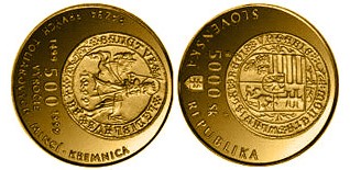 Baza monet EXG - 5.000 SKK: The 500th anniversary of the strik