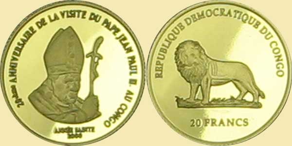 Baza monet EXG - Kongo Jan Paweł II 20 CHF
